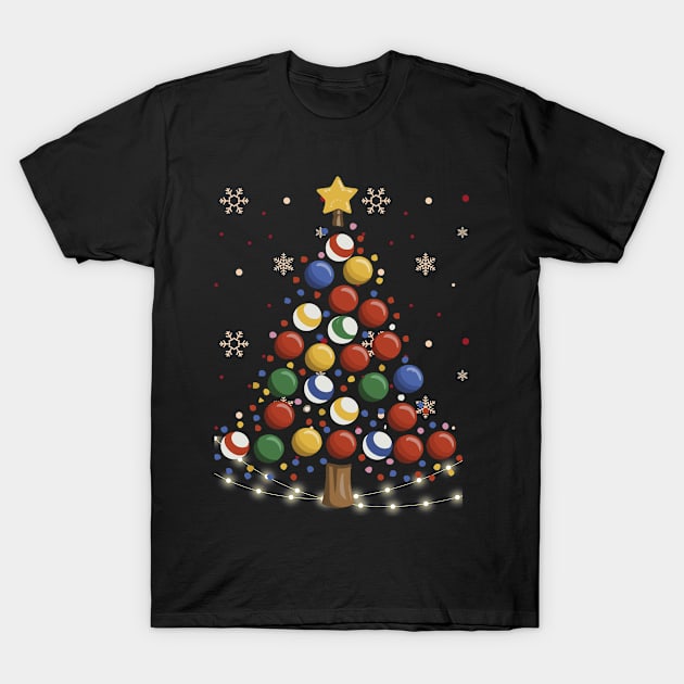 Billiards Pool Christmas Tree T-Shirt by Teewyld